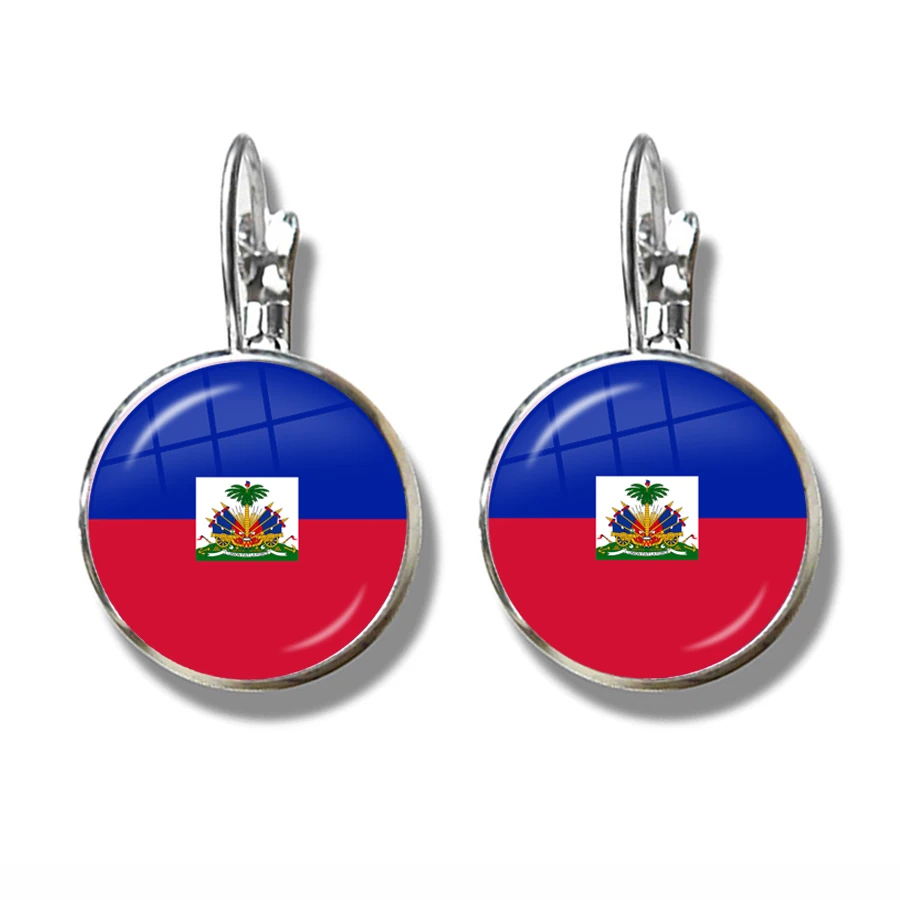 Sardova,Nicaragua,Mauritius,Honduras,Haiti,Togo,Bhutan,Belarus,Belize National Flag French Hooks Glass Earring Jewelry For Women