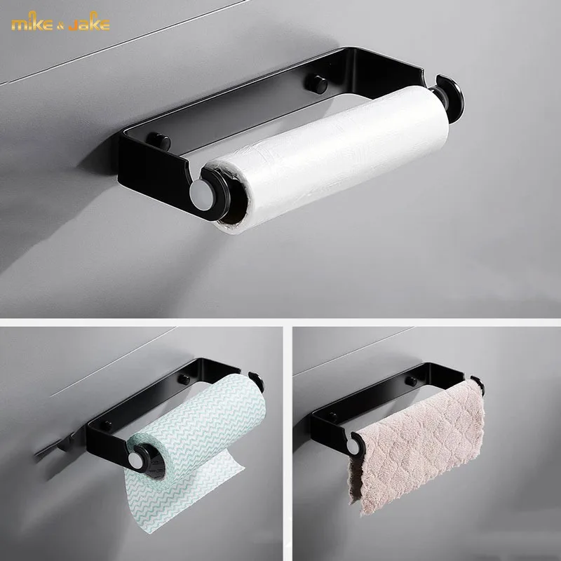 Kitchen paper towel hanger paper fresh-keeping film bag storage rack hole free wall hanging oil paper rack hanging wall paper