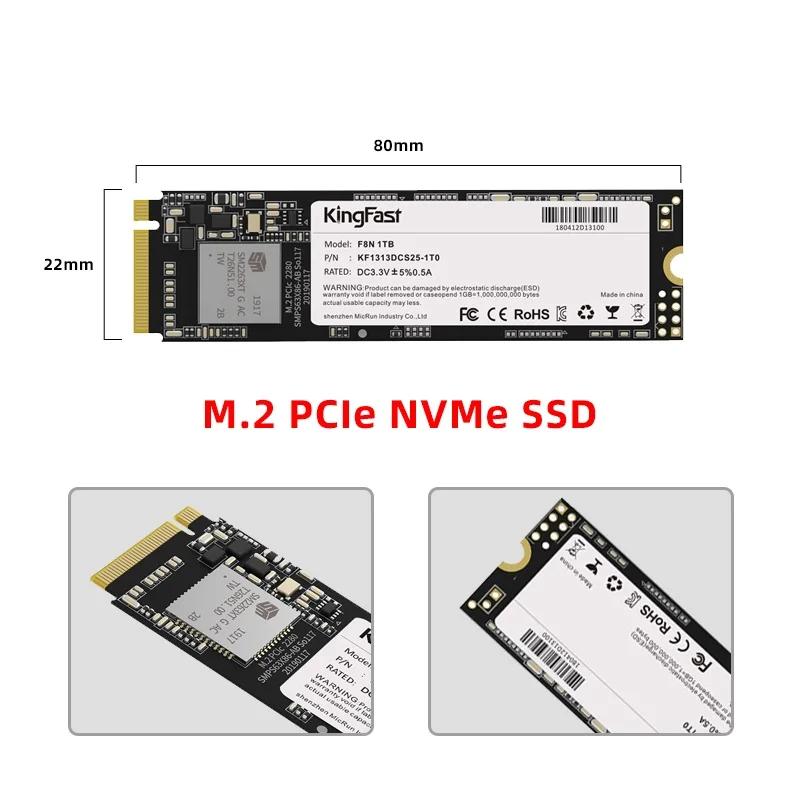 KingFast SSD m2 NVME 128GB 256GB 512GB 1TB 2TB Solid State Drive M.2 SSD NVME PCIE 2280 HD Internal Hard Disk for Laptop Desktop