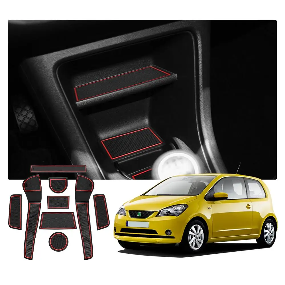 LFOTPP Door Groove Mat for VW Up/Seat Mii/Skoda Citigo 2013-2021 Car Anti-slip Mat Rubber Gate Slot Pads Seat Mii Accessories