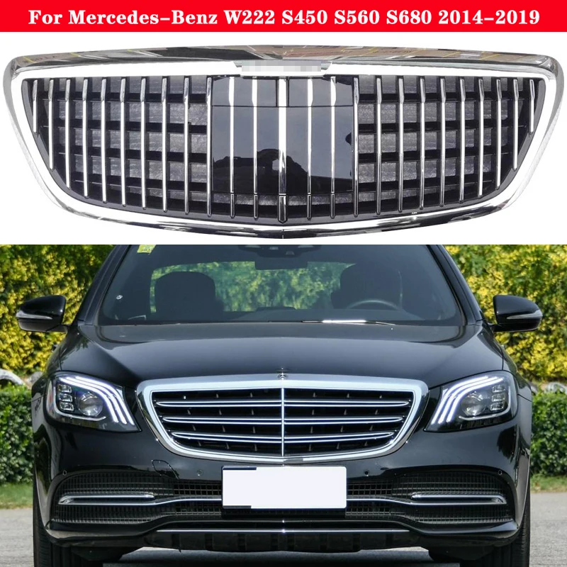 Car styling Middle grille for Mercedes-Benz S class W222 S450 S560 S680 2014-2019 Maybach front bumper grill Auto Center Grille