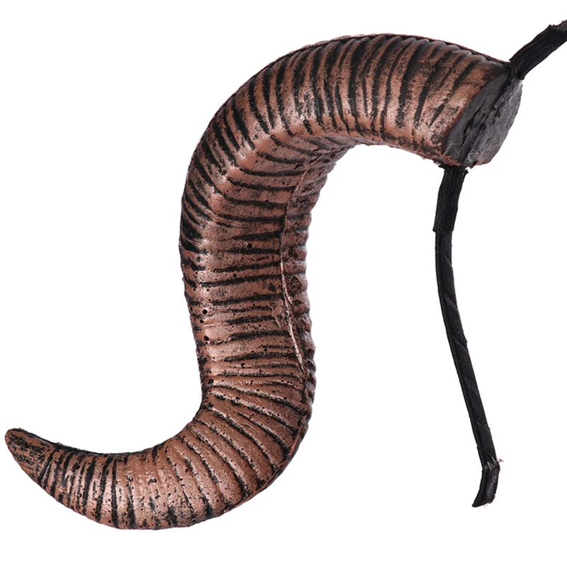 Women Men Adults Sheep Horn Headband Cosplay Decor Hair Clip Xmas Halloween Headwear Hairband Props Demon Evil Gothic Handmade image 6