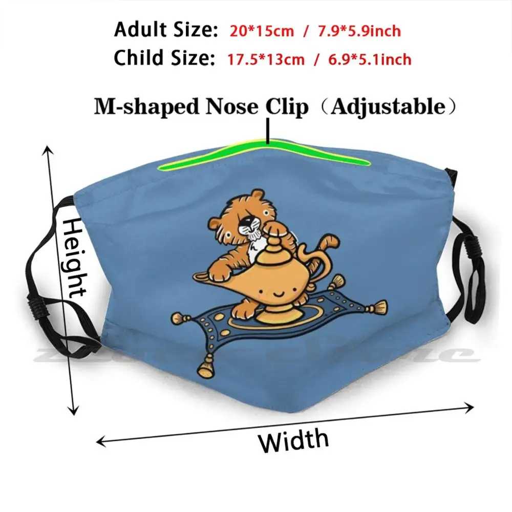 Aladdin Washable Trending Customized Pm2.5 Filter Mask Magic Lamp Magic Carpet Rajah Aladdin