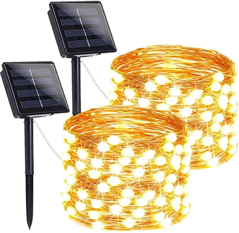 Solar Outdoor String Fairy Lights 12m 100LED Waterproof Outdoor Garland Solar Power Lamp Christmas For Garden Decoration