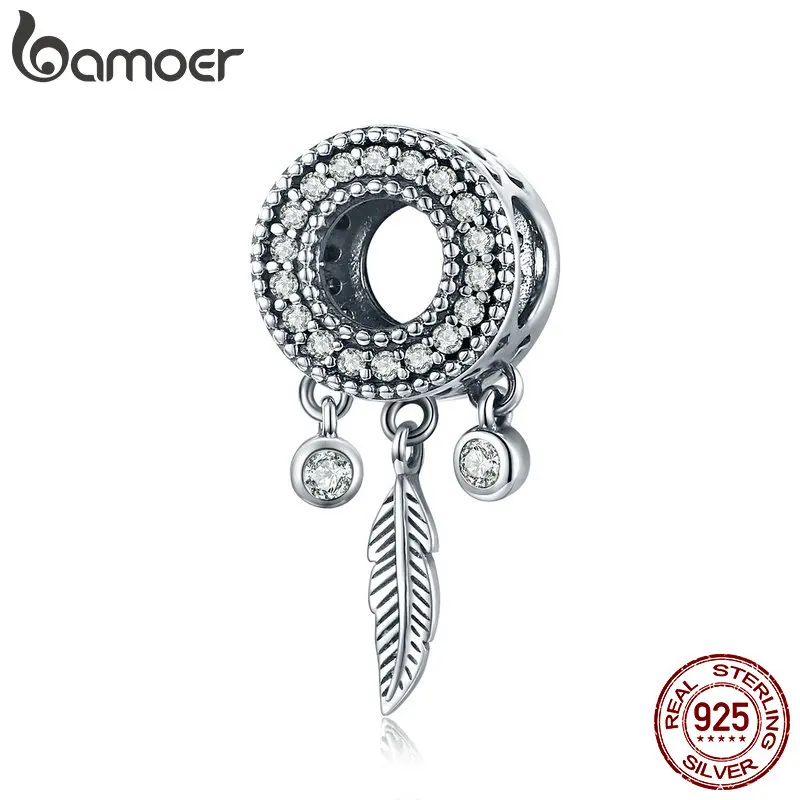 BAMOER Hot Sale Genuine 925 Sterling Silver Life Dream Catcher Pendant Charms fit Bracelets & Necklaces Vintage Jewelry SCC1128