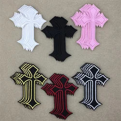 10pcs Lot Cross Patches on Clothes Diy Embroidered Appliques Iron on Patches for Clothing Jeans Stickers Badges (7.0x10.3CM)