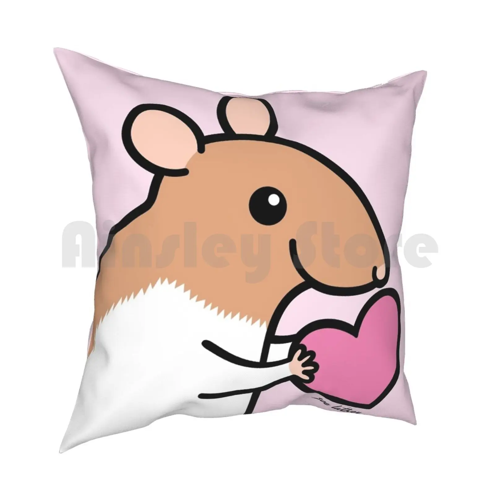 Sweet Ratty Valentine Pillow Case Printed Home Soft DIY Pillow cover Rat Pet Hooded Brown White Pink Cute Love Heart