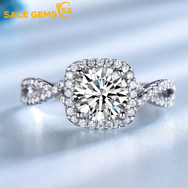 

SACE GEMSF Zircon Ring for Women Solid 925 Sterling Silver Emerald Cut Ring for Engagement Party Christmas Gift Luxury Jewelry