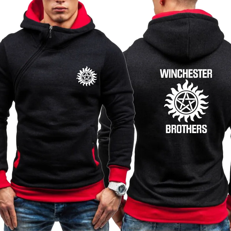 

Spring Autumn Supernatural Men Hoodie Winchester Bros Mens Hoodies Print pullover Oblique chain Casual fashion Men's pullover