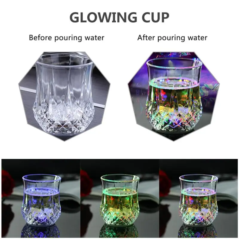 Creative Flashing Cup Wine Beer Whisky Mug Water Beverage Drinking Glass LED Automatic Glowing Cup Party Decorative Supplies New