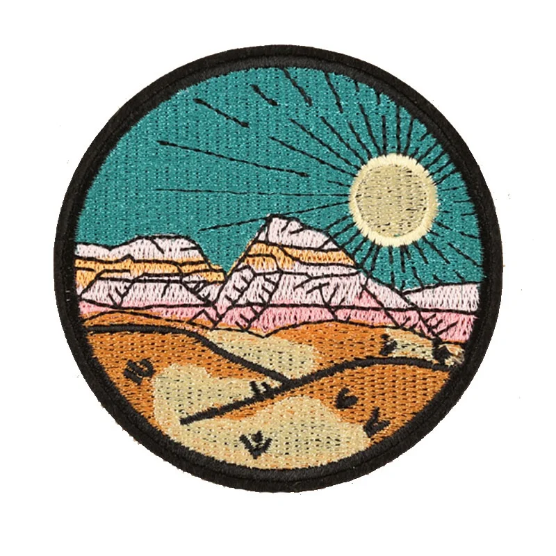 Sunrise from Mountain Vintage Explore Outdoor Patch Embroidered Applique Iron On Sew On Emblem