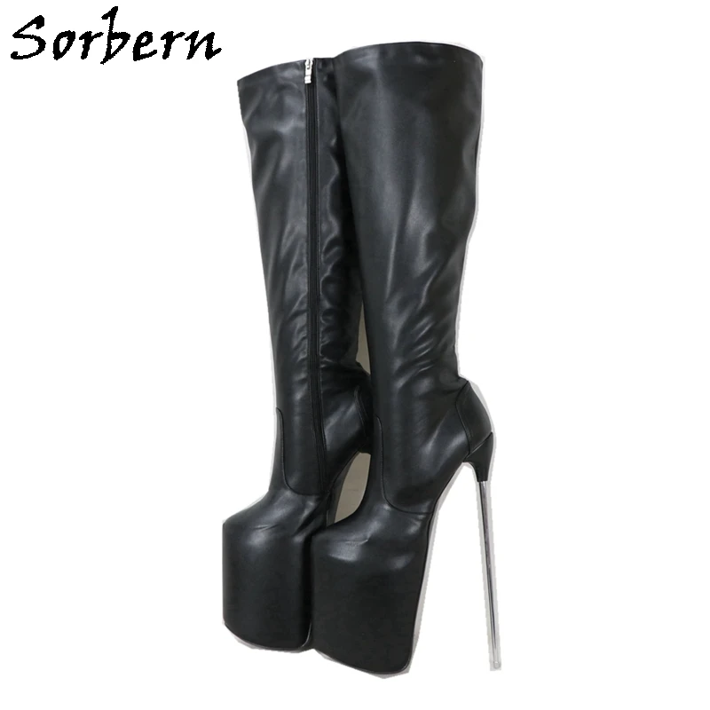 

Sorbern Knee High Fetish Boots Women 30Cm Metal High Heel 15Cm Platform Made-To-Order Final Sale Shoes For Crossdressers