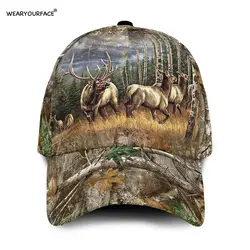 Deer Moose Hunting Animals 3D All Over Printed Snapback Hat Men Women Adult Sports Headwear Outdoor Sun Visor Baseball Cap