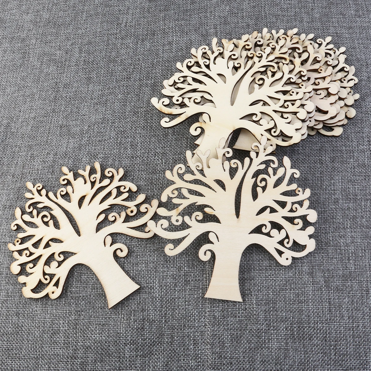 10 Pcs Wooden DIY Accessories Wood Chips Christmas Wood Decorations Holiday Party Art Unfinished DIY Crafts Tree Shaped Wood