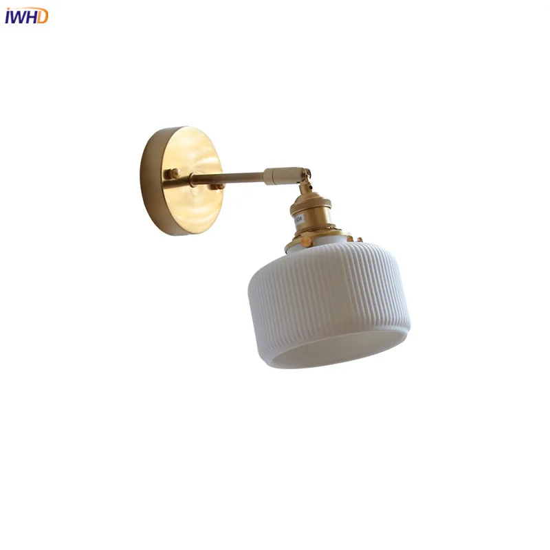 IWHD LED Ceramic Wall Lamp Beside Sconce Knob Switch Bedroom Bathroom Mirror Stair Light  Wandlamp Applique Murale