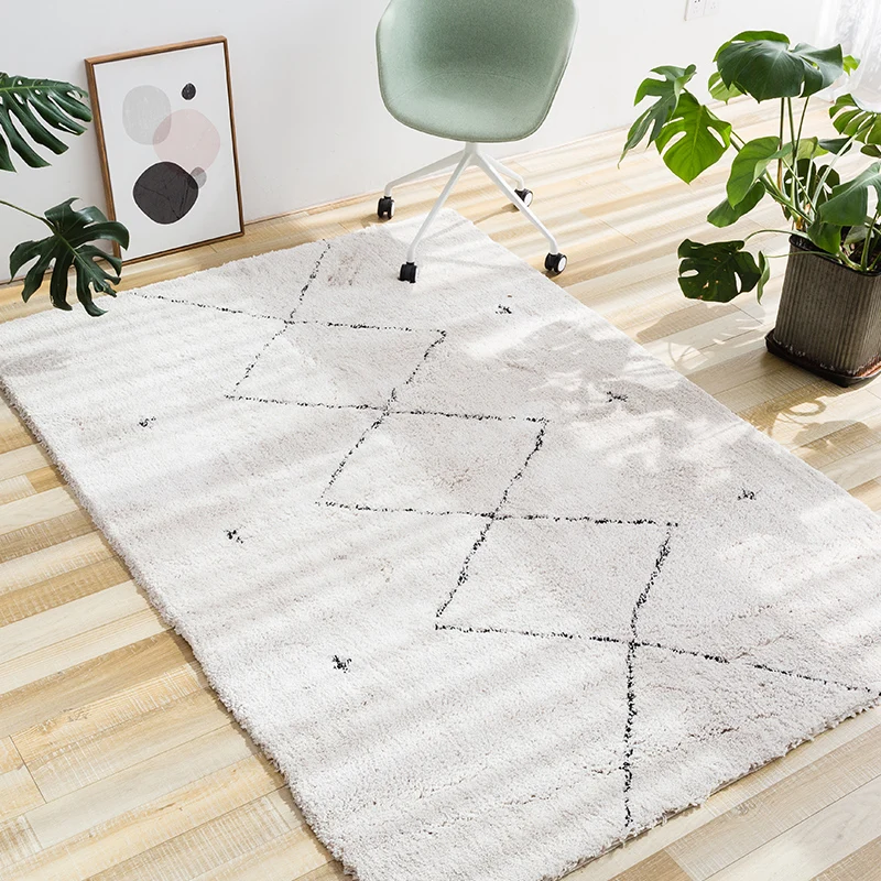 Geometric Moroccan Soft Cotton Carpets, Nordic Rug for Bedroom, Floor Mat for Kids, Home Decor, Handmade, Living Room