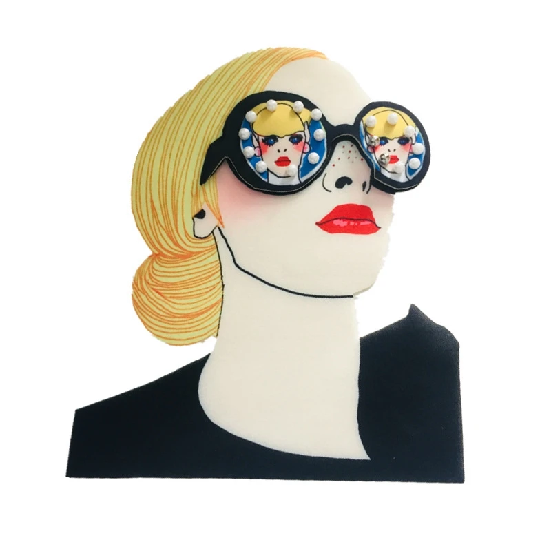 Big Size Cool Glasses Girls Styles Sew On Patches Fashion Lady Patches For Clothing DIY On Coats Jackets Applique For Women