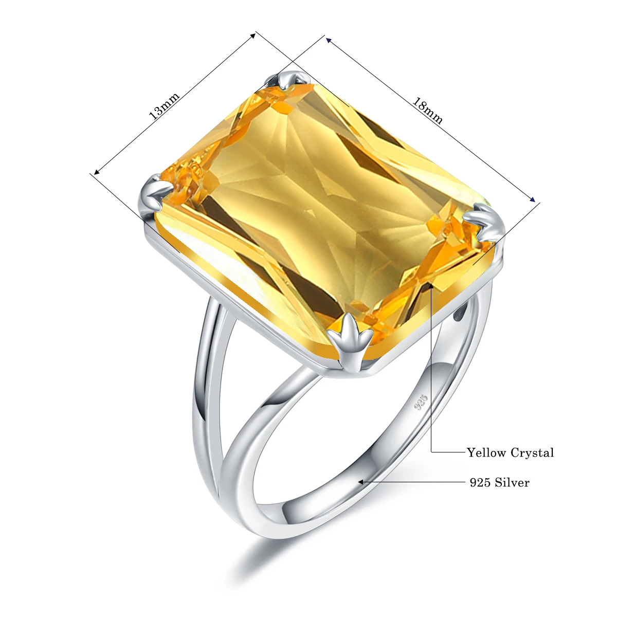 Imagem -04 - Szjinao Anéis de Prata para Mulheres 925 Prata Esterlina Amarelo Cristal Brilhante Criado Citras Designer Antiguidade Prata Fina Nova