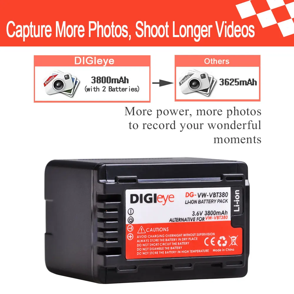 VW-VBT380 VWVBT190 بطارية وشاحن USB LCD لباناسونيك HC-V800K HC-VX1K HCV510 HCV520 HC-V550 HCV710 HC-V760 HCV770