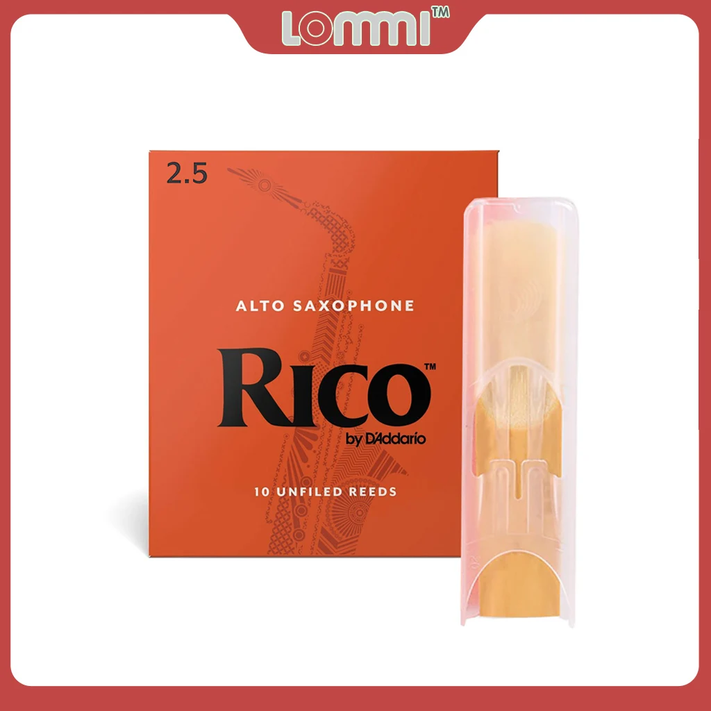 LOMMI USA RICO Alto Saxphone Reed Orange 10 Reeds Eb Alto Sax Classic 2.5 Size Woodwind Reeds Trimmer Cutter Tool