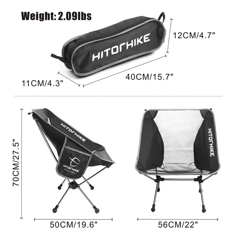 Hitorhike Camping Chair Outdoor Folding  Portable Moon Chair For Picnic Beach Fishing Extended Hiking Seat Garden Ultralight