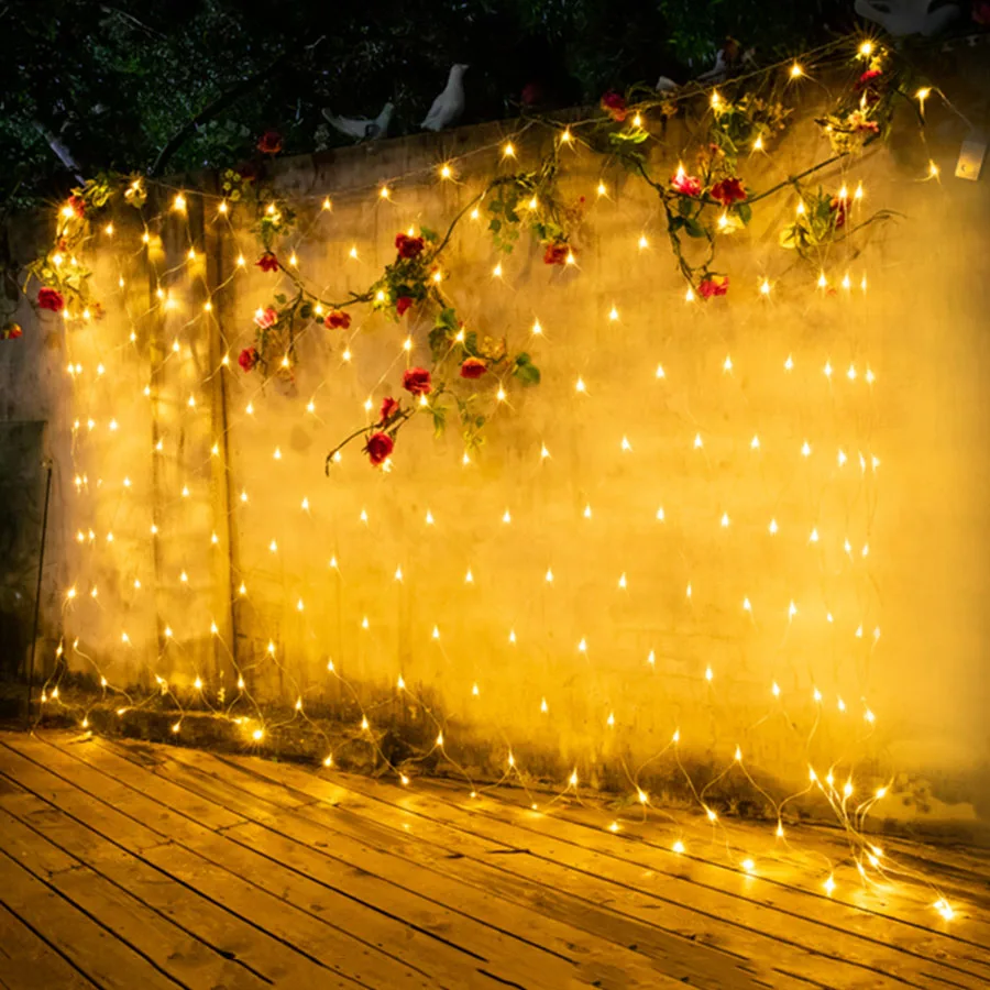 BEIAIDI – guirlande lumineuse à 580 LED 10x1m, filet en maille, pour noël, fête, mariage, fenêtre, rideau, glaçons