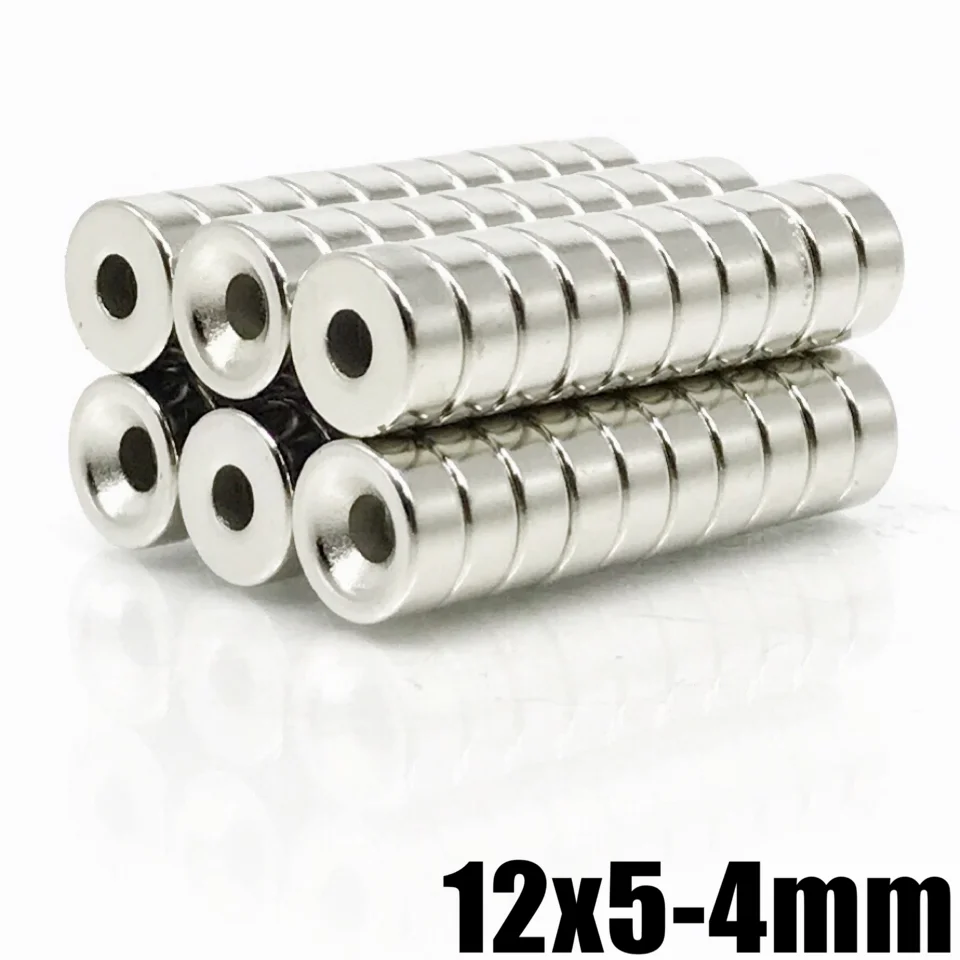 5/10/20/50/200/500Pcs 12x5-4 Neodymium Magnet 12x5 Hole 4 N35 NdFeB Round Super Powerful Strong Permanent Magnetic imanes Disc