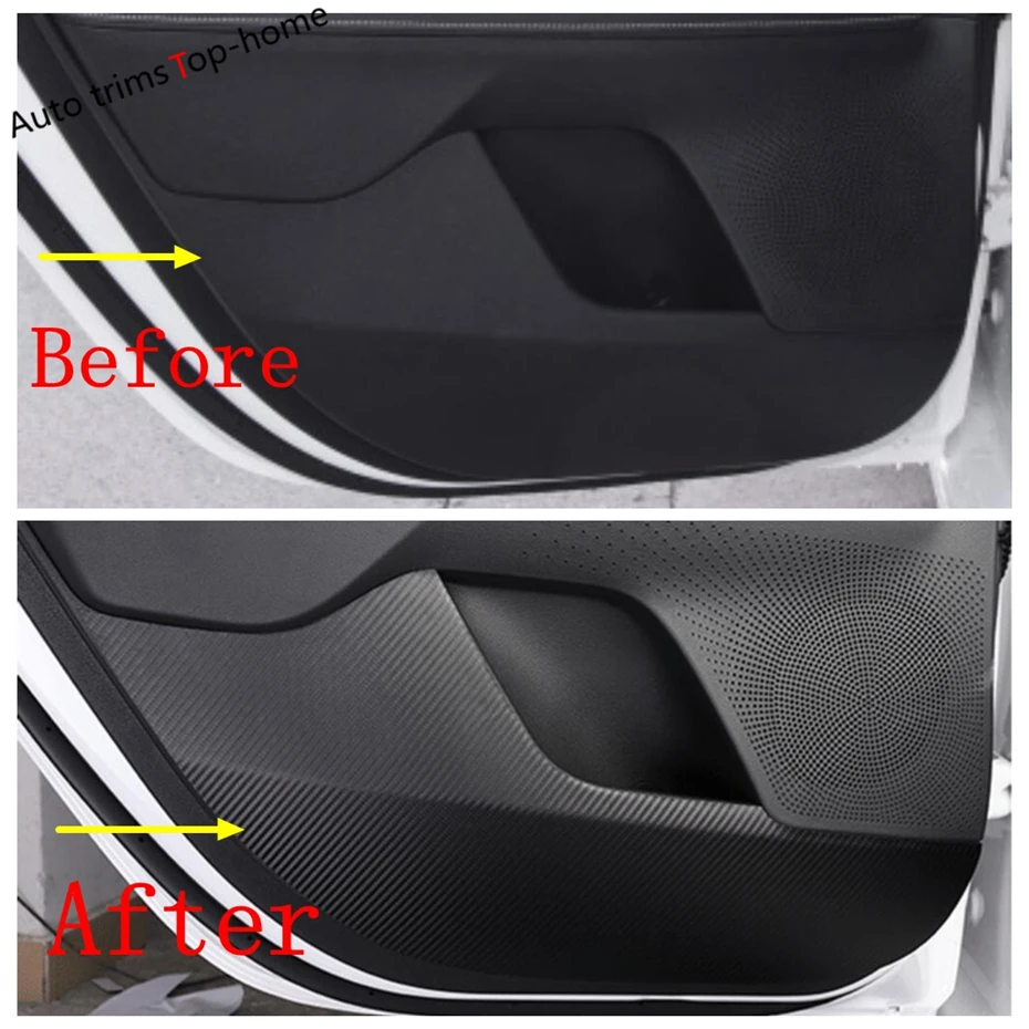 Carbon Fiber Look Sticker Car Door Anti-kick Pad Protective Anti-scratch Film Accessories For Kia Forte Cerato K3 2019 - 2022