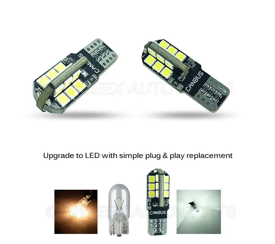 W5W T10 24 SMD 3030 Car LED Lamp Canbus Error Free Parking Reading Lights License Plate Bulbs Car-Styling White 12V