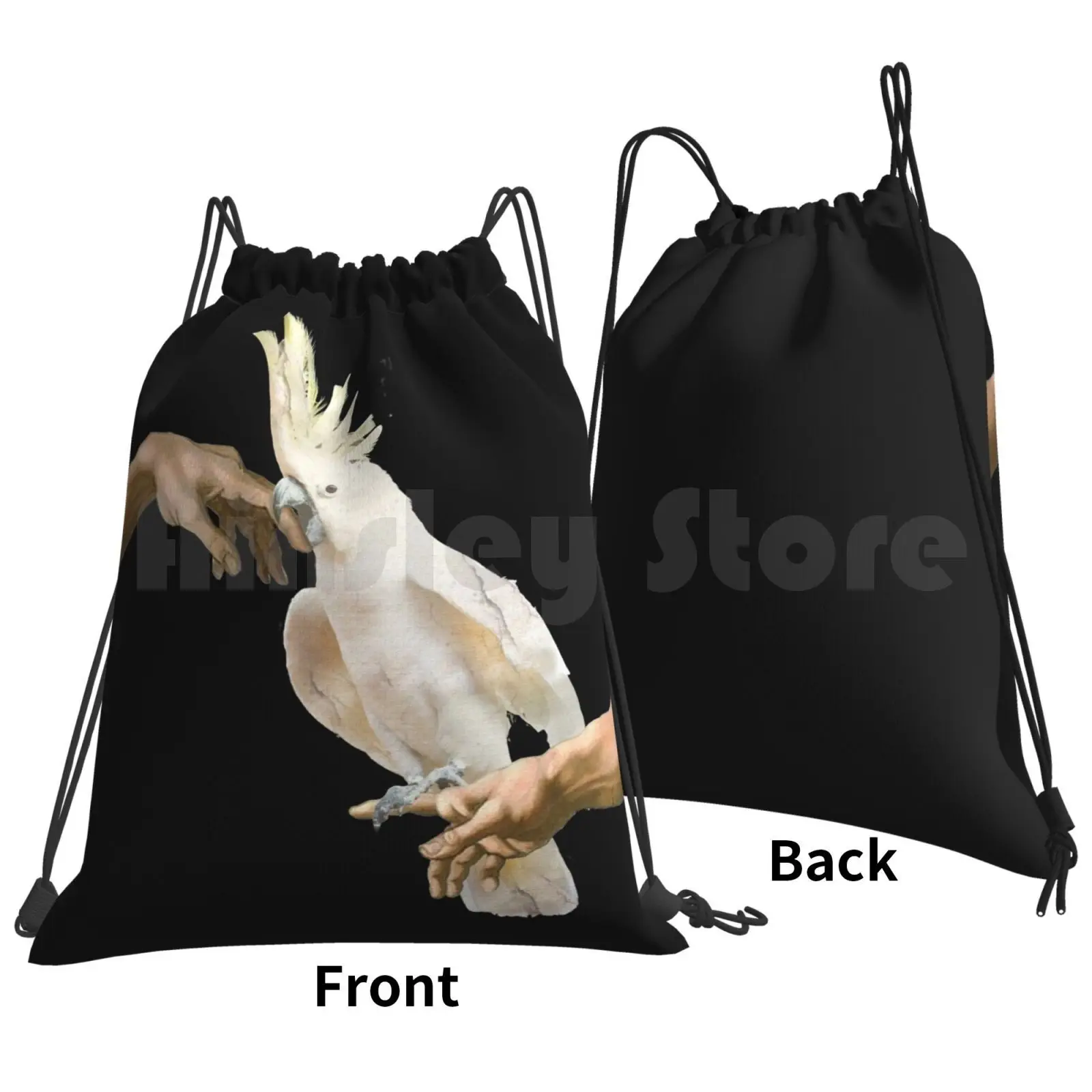 Love Hurts-Cockatoo Backpack Drawstring Bag Riding Climbing Gym Bag Parrot Cockatoo Funny Meme Bite Scream Screm Birb Memes