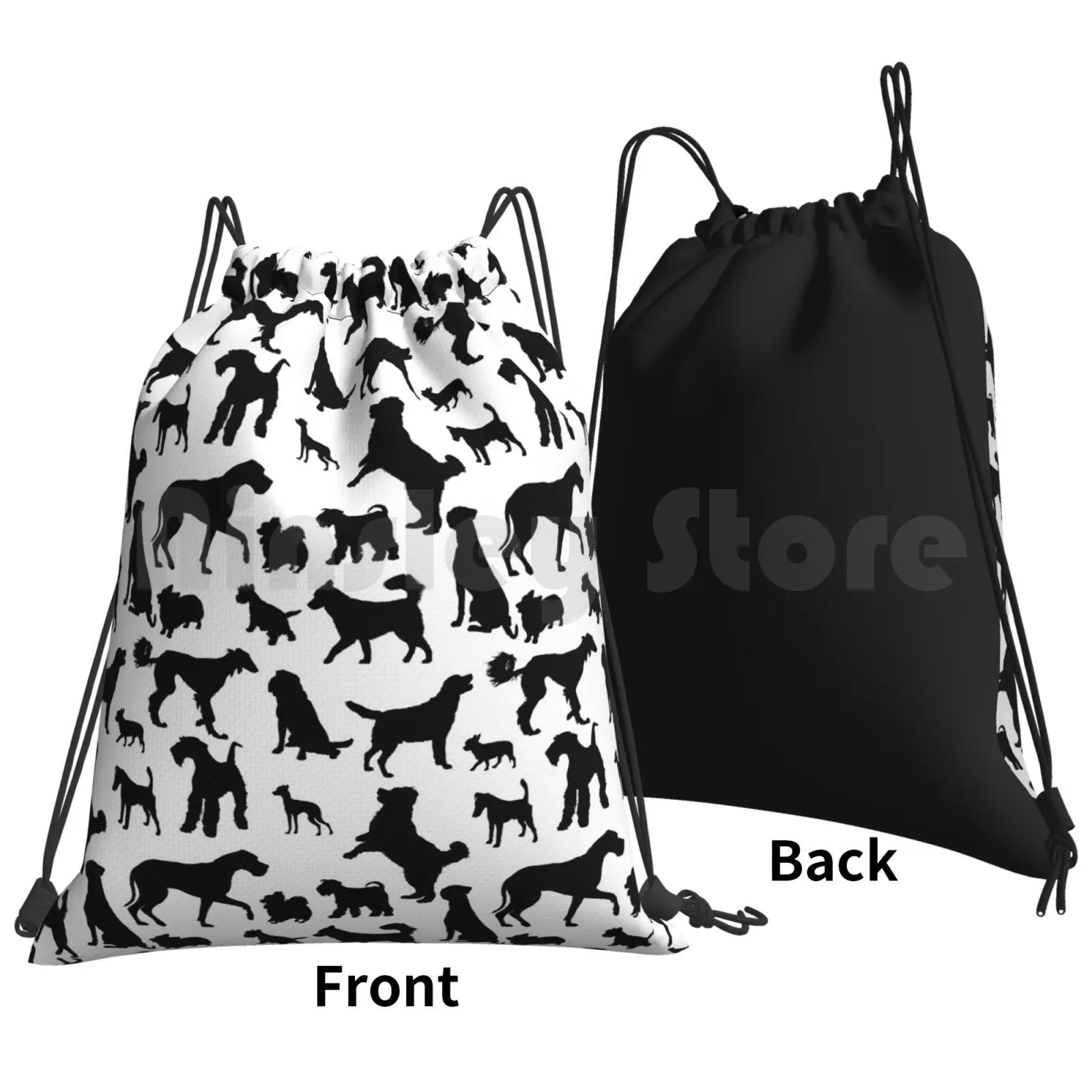 Dog Pattern Puppy Pet Dog Owner Breed Backpack Drawstring Bags Gym Bag Waterproof Dog Owner Dog Training Dog Sports Dog