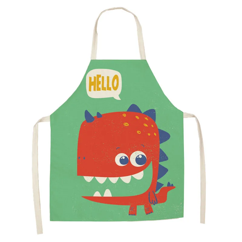 Cartoon Dinosaur Cute Apron Children\'s Kitchen Baking Parent-child Apron  Apron Creative Animal Print Overalls Aprons  Woman