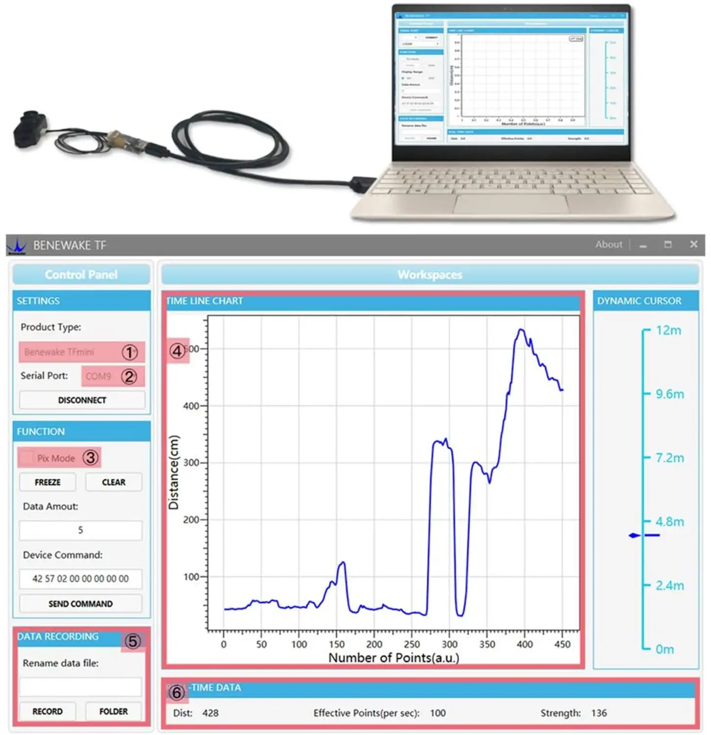 Capteur de télémètre Lidar Benewake TFmini-S, technologie TOF, point unique, micro gamme UART et IIC, 0.1-12m, version de mise à niveau