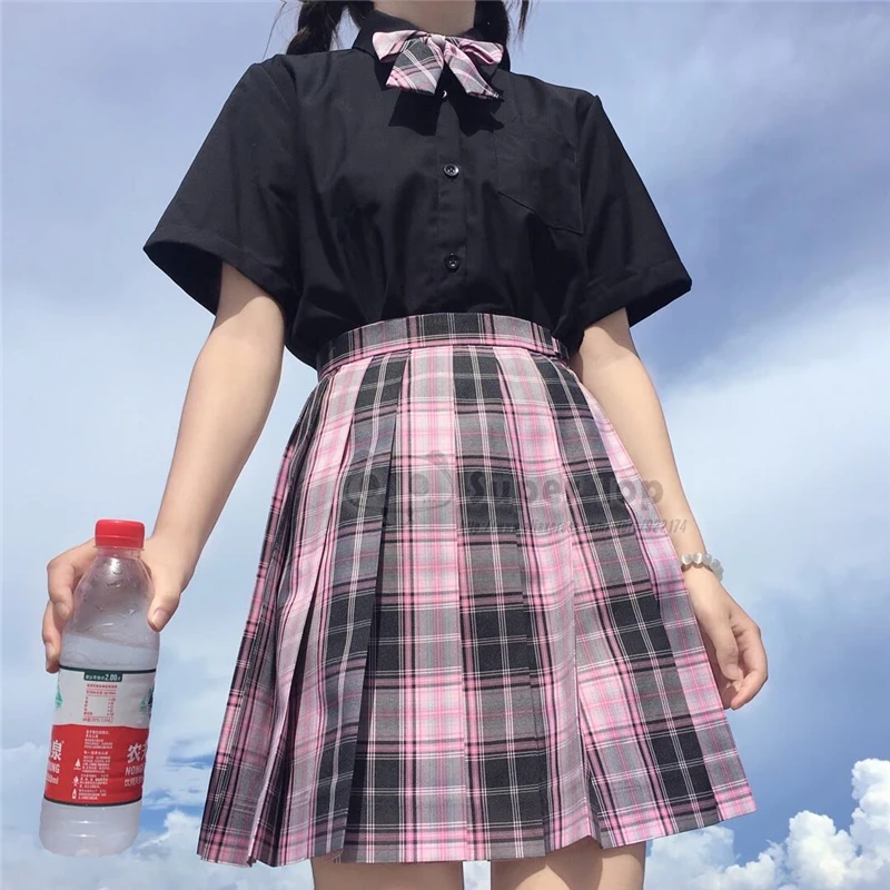 Hot Girl JK Uniform Skirt Original Students Pink Pleated Skirt Short Skirt Suit Full Set Summer Autumn Girls' School Uniforms