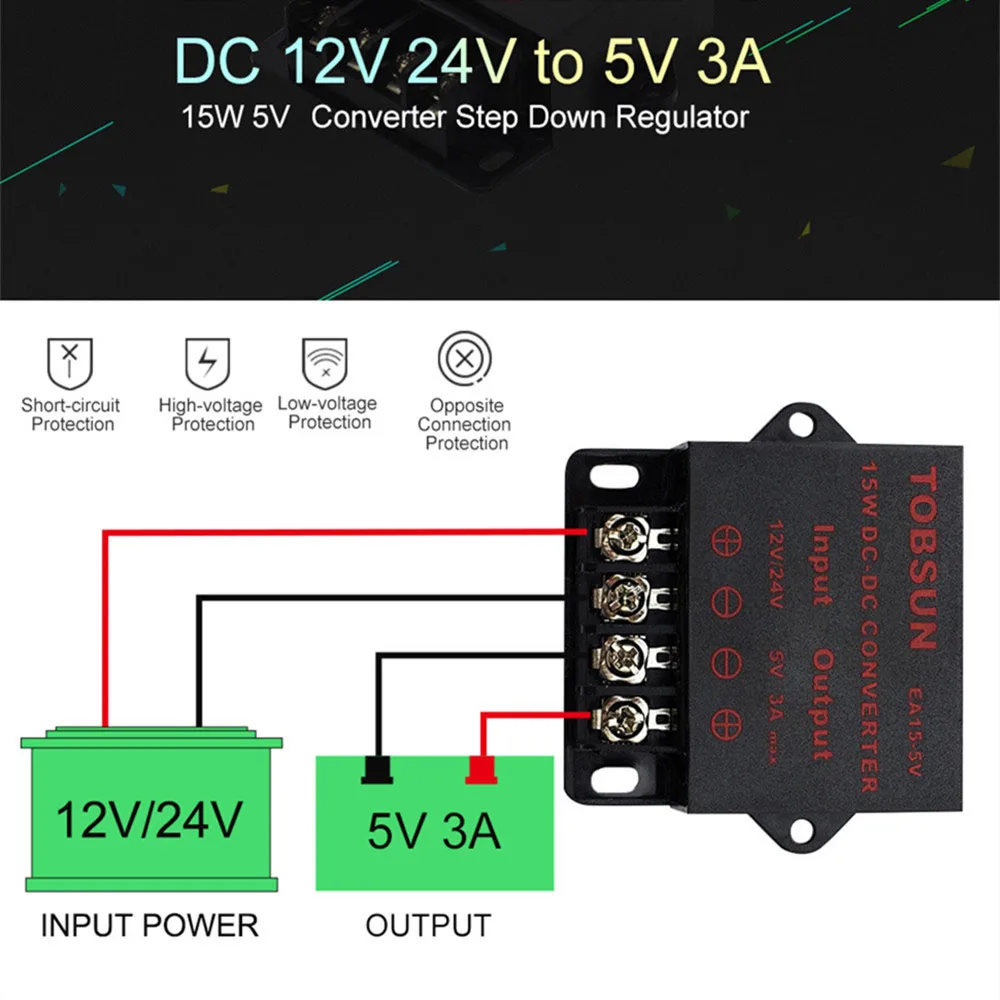 12V 24V To 5V 3A 5A 10A 15A Converter Power Supply Voltage Regulator 15W 25W 50W 75W Transformer DC DC Step Down Buck Module