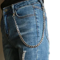 Long Metal Wallet Chain Leash Pant Jean Keychain Ring Clip Men's Hip Hop Stainless Steel Jewelry