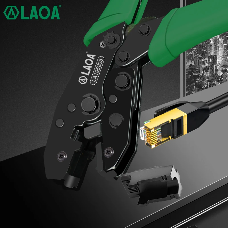 LAOA 8P 8C Crimping Pliers CAT7 Crystal Connector Terminal Crimper Network Tools Cable Stripper Wire Cutter Cutting Nippers