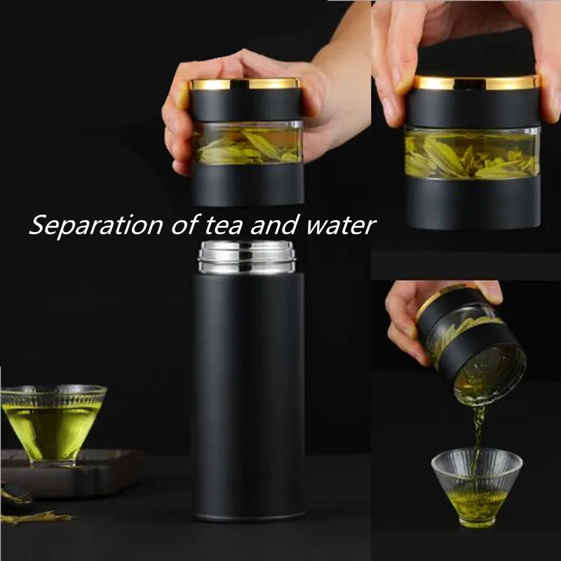 450ml Smart Thermos Bottle For Tea With Separation Strainer Infuser Temperature Display Stainless Steel Insulation Vacuum Flask