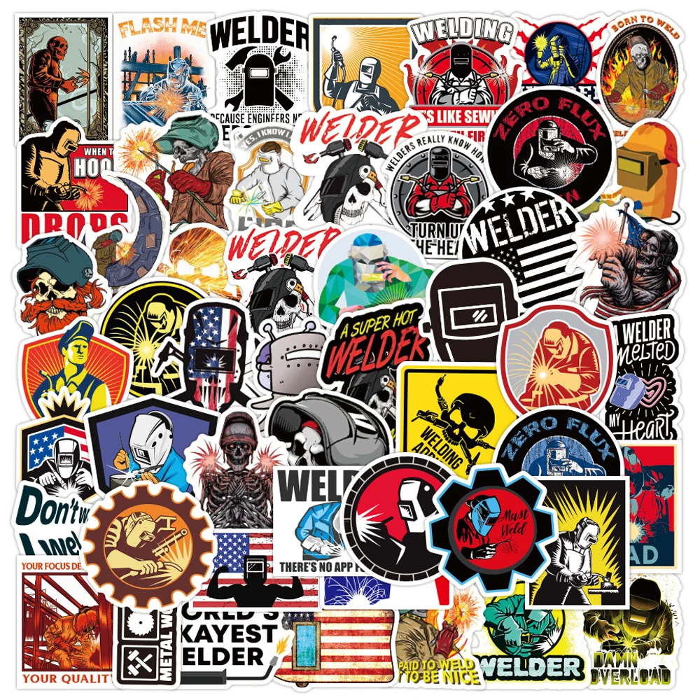 10/30/50PCS Mixed Welding Welder Graffiti Stickers DIY Luggage Skateboard Waterproof DIY Cool Cartoon Decal Sticker Toys Gift