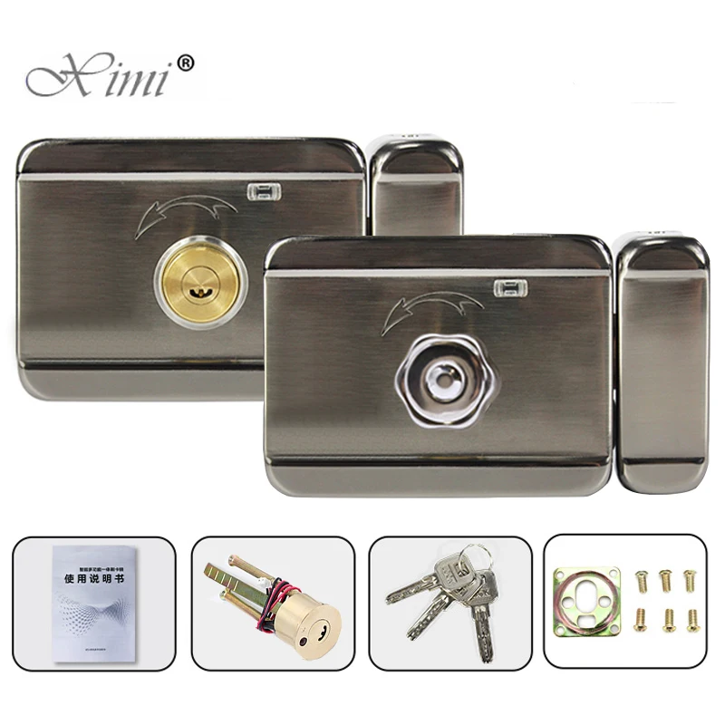 electric gate Lock 12V with Cylinder Locks for Gates with Solid Brass Hock Roll Iron Wooden Door Lock