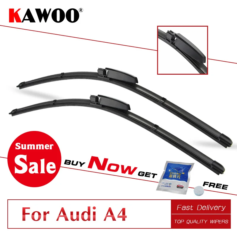 

KAWOO For Audi A4 B5 B7 B8 B9 Year From 1995 To 2018 Auto Car Wiper Blades Rubber Fit Push Button/U Hook/Slider/Side Latch Arms