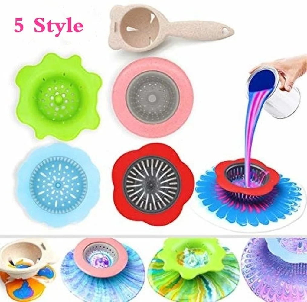 1 Chiếc Acrylic Đổ Strainers Nhựa Dẻo Silicone Dụng Hoa Thoát Rổ Sơn Acrylic Đổ Tiếp Liệu