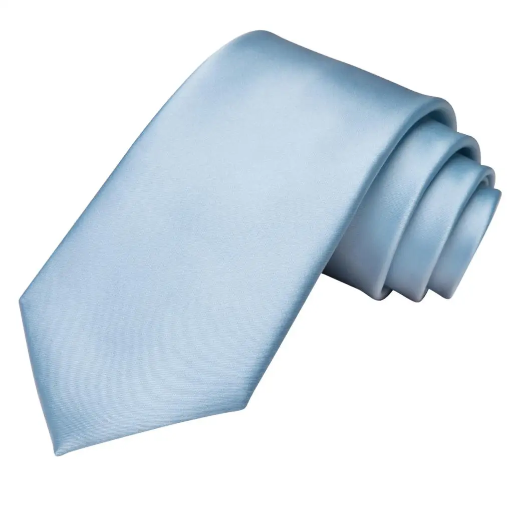 Hi-Tie-corbata de boda de seda Lisa azul claro para hombre, gemelos prácticos de diseño a la moda, corbata elegante para fiesta de negocios, triangulación de envíos