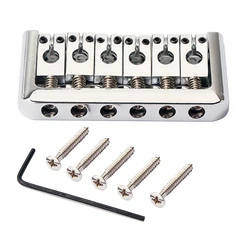 6 String Fixed Hardtail Saddle Bridge Guitar Tailpiece Stainless steel Saddles Height Adjustable for Electric Guitar