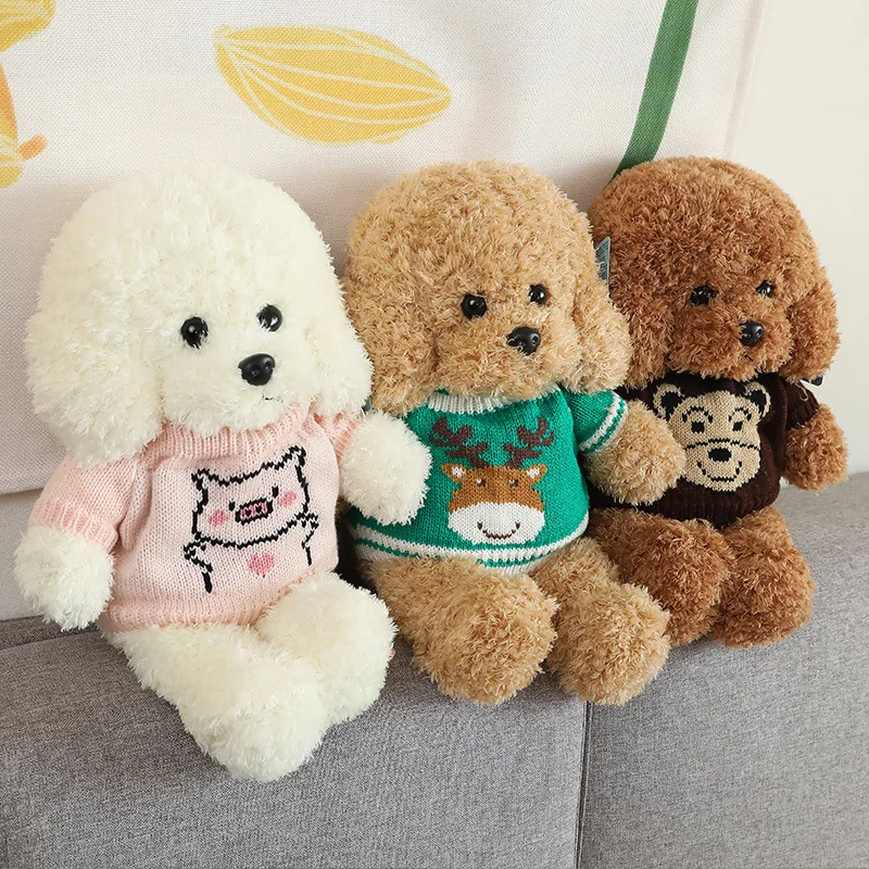 1 pcs 25-48cm Kawaii 테디 개 봉제 완구 러블리 인형 실제 생활 복장 최대 스웨터 개 인형 아기 생일 선물