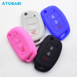 ATOBABI Silicone Car Key Cases For Hyundai Ioniq Elantra Sonata Tucson Santa Fe I10 I20 IX35 Flip Remote Control Protector Cover