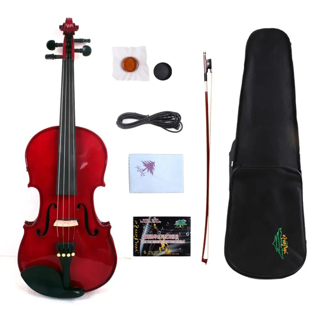 

Yinfente Red Electric Violin 4/4 Spruce+Maple Handmade Ebony Parts Free Case Bow Rosin#EV1