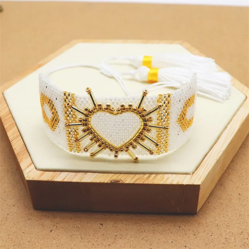 ZHONGVI المكسيكي القلب أساور للنساء موضة شرابة مجوهرات كريستال مطرز مجوهرات أفضل أصدقاء هدية بالجملة