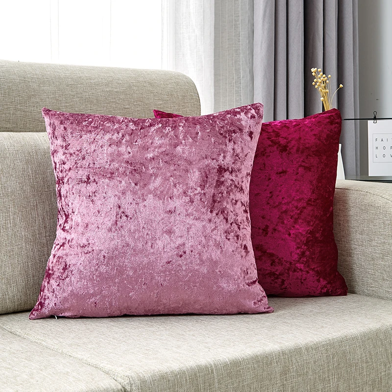 Crushed Velvet Decorative Pillows Soft Pillow cover for Sofa Living Room 45x45 Shiny Beige Decorative Kussenhoes Home Decor