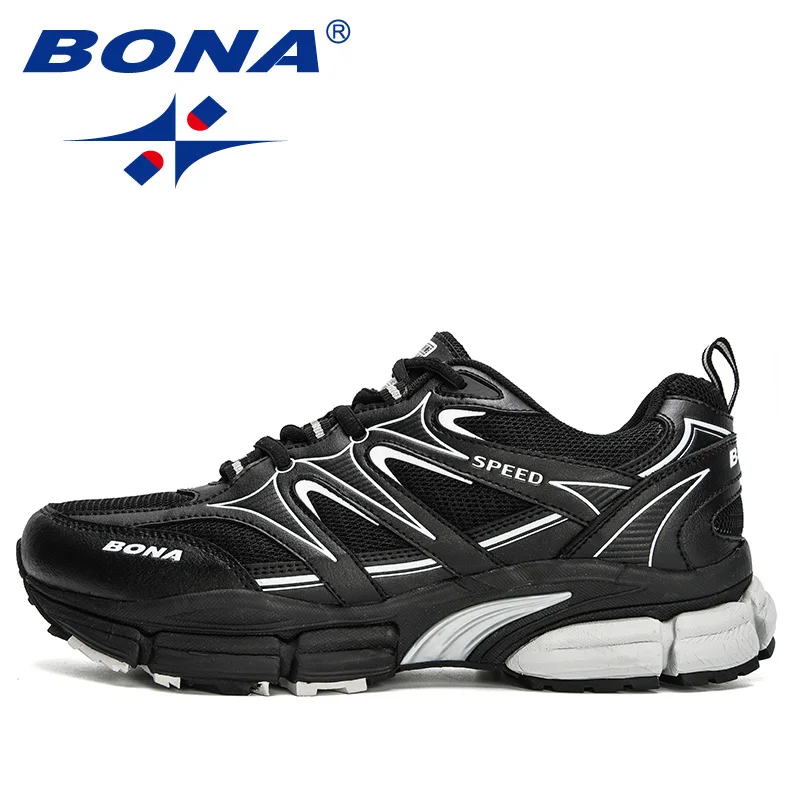 BONA New Designers Action Leather Mesh Running Shoes  Men Large Size Sneakers Sport Shoes Man Walking Jogging Footwear